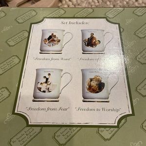 Vintage Saturday evening post Rockwell collection  4 mugs and 4 dinner plates